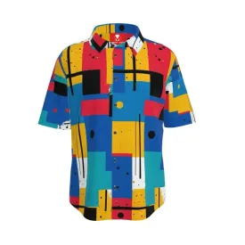 Throwback Abstract Button Down Short Sleeve Shirt