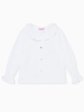 White Lorna Long Sleeve Baby Girl Shirt