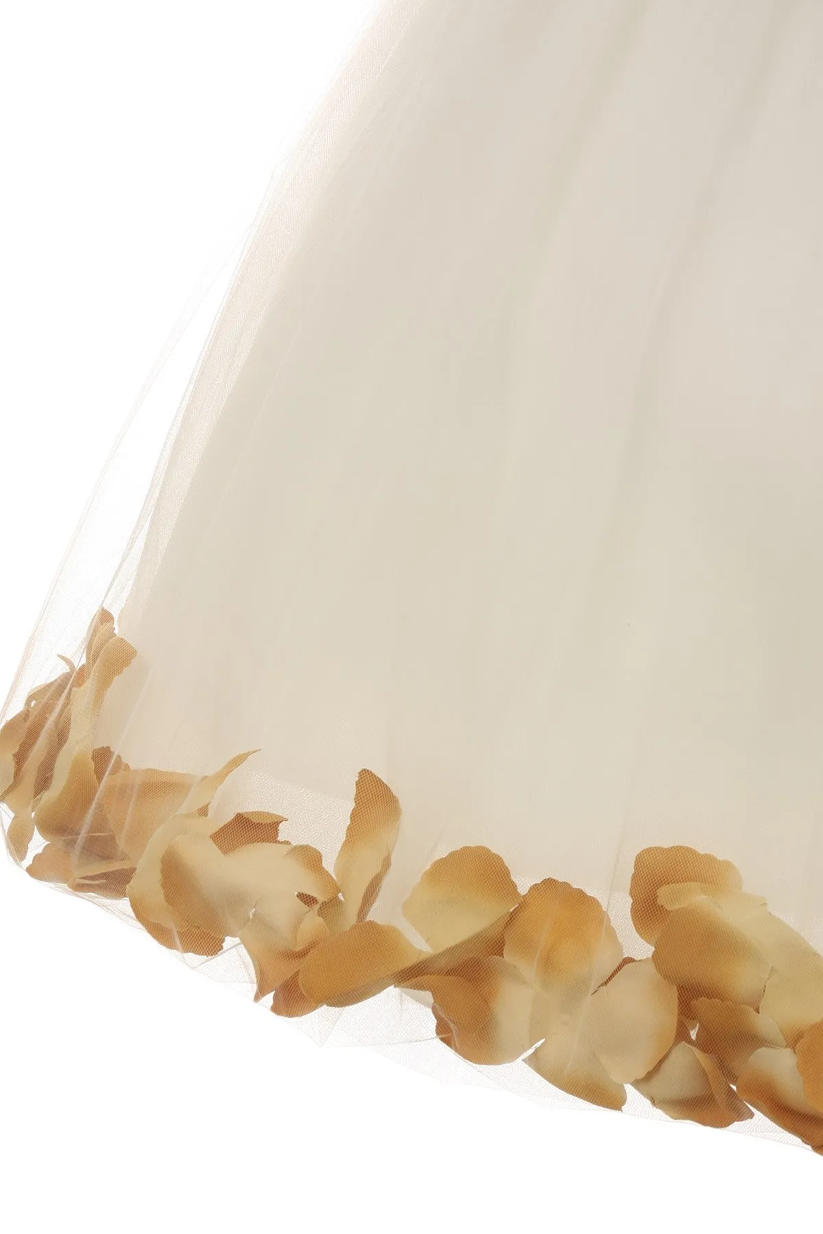 White Satin Flower Petal Plus Size Girls Dress