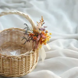 Wicker Flower Girl Basket COLOURFUL FLOWERS