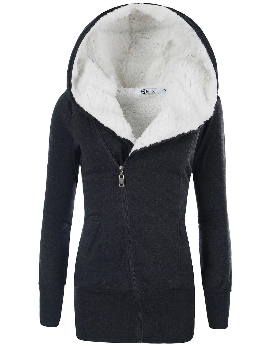 Women Coats Winter Lamb Cashmere Overcoat Long Slim Zipper Hooded Parka Female Plus Size Warm Women Clothes