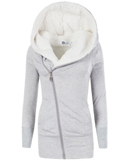 Women Coats Winter Lamb Cashmere Overcoat Long Slim Zipper Hooded Parka Female Plus Size Warm Women Clothes