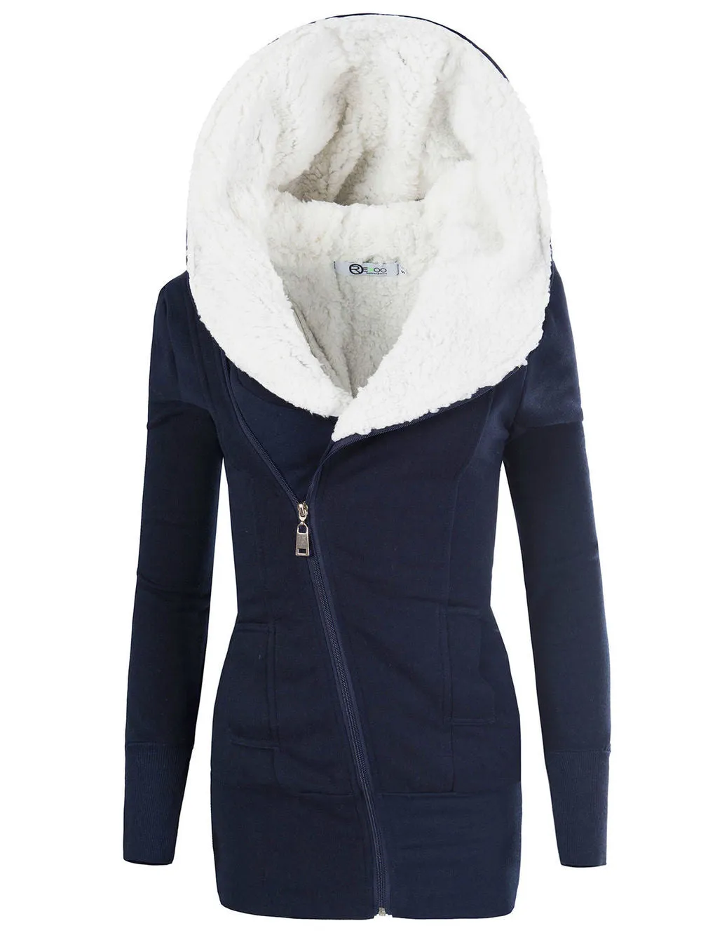 Women Coats Winter Lamb Cashmere Overcoat Long Slim Zipper Hooded Parka Female Plus Size Warm Women Clothes