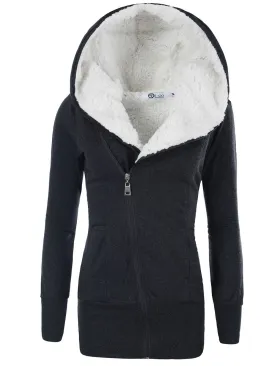 Women Coats Winter Lamb Cashmere Overcoat Long Slim Zipper Hooded Parka Female Plus Size Warm Women Clothes