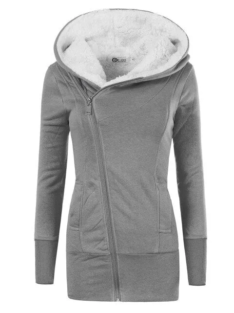 Women Coats Winter Lamb Cashmere Overcoat Long Slim Zipper Hooded Parka Female Plus Size Warm Women Clothes
