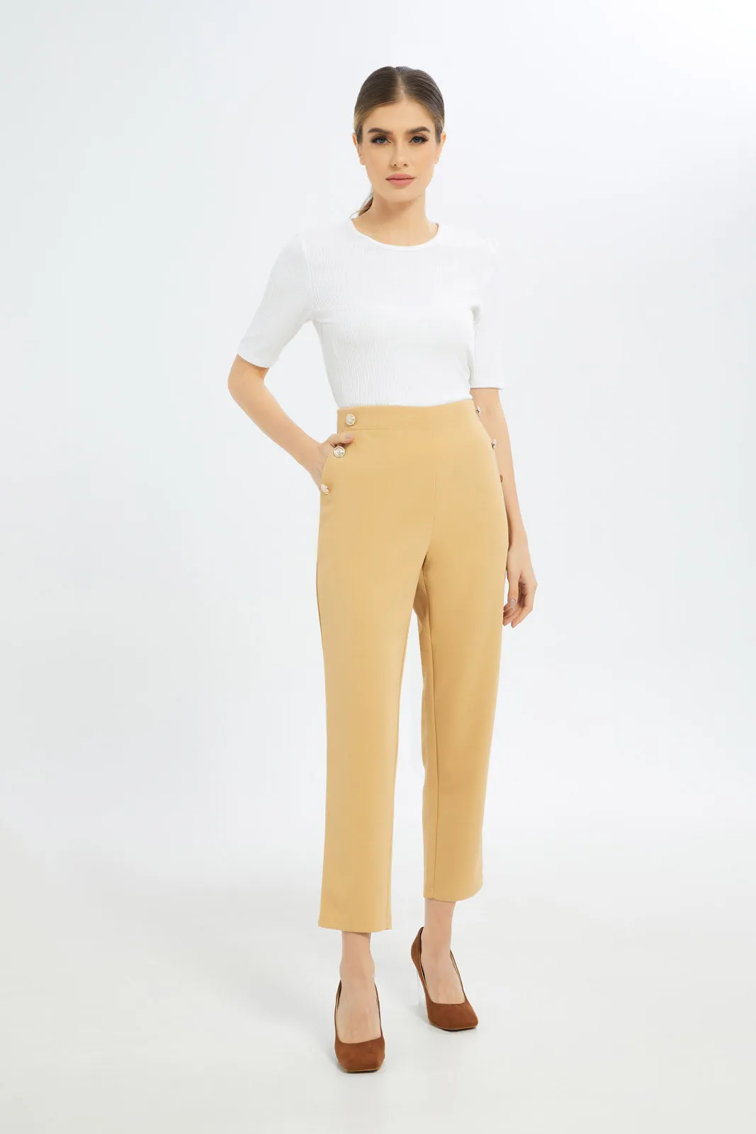 Women White Basic Tops
