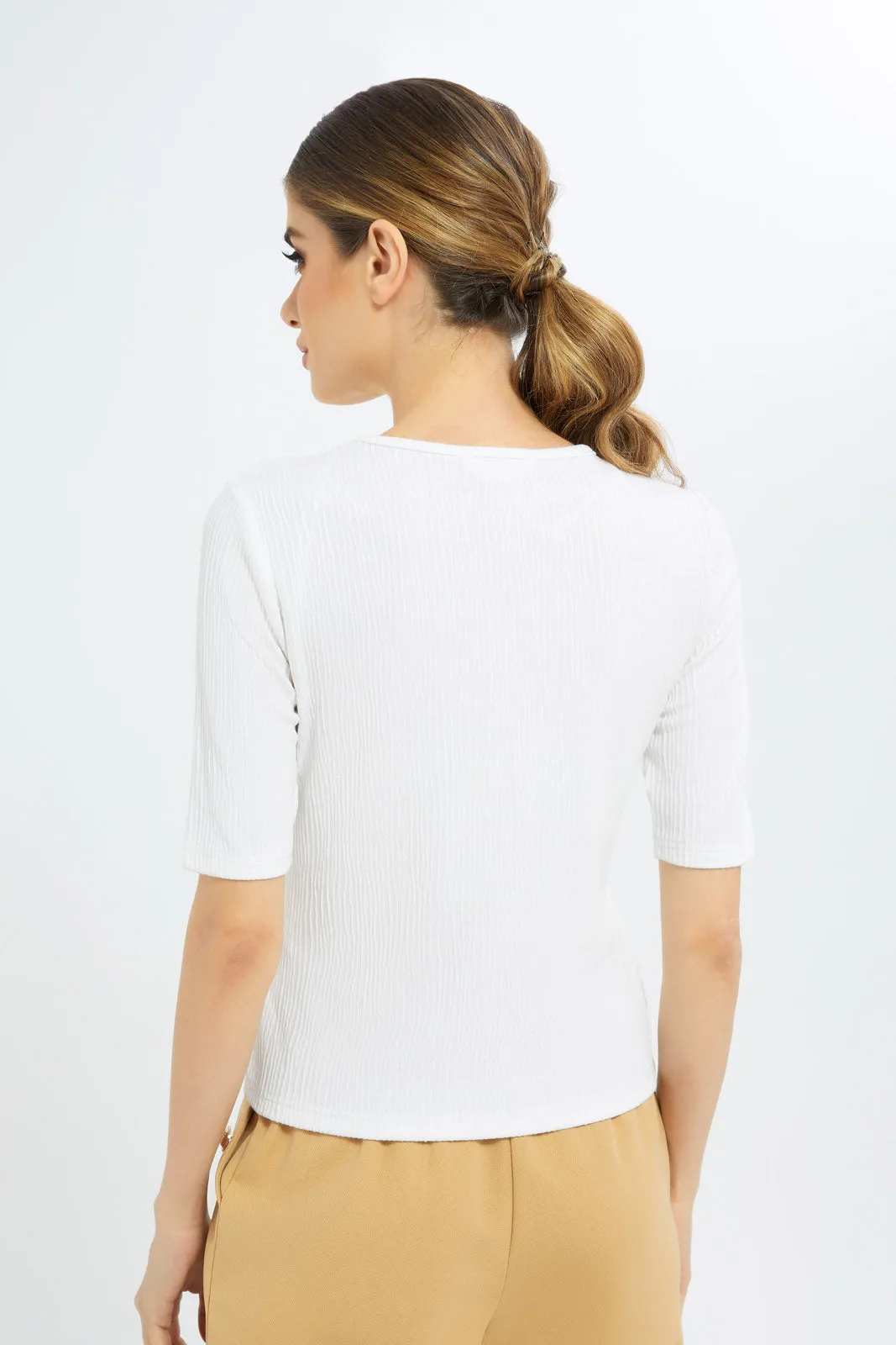 Women White Basic Tops