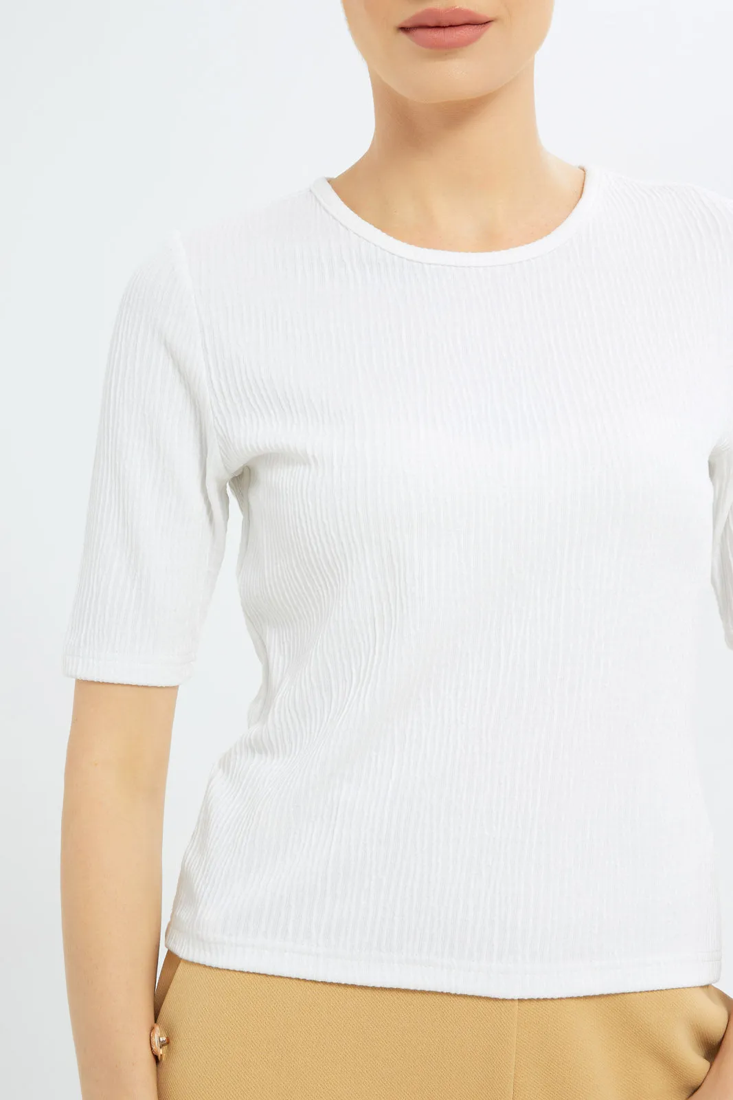 Women White Basic Tops