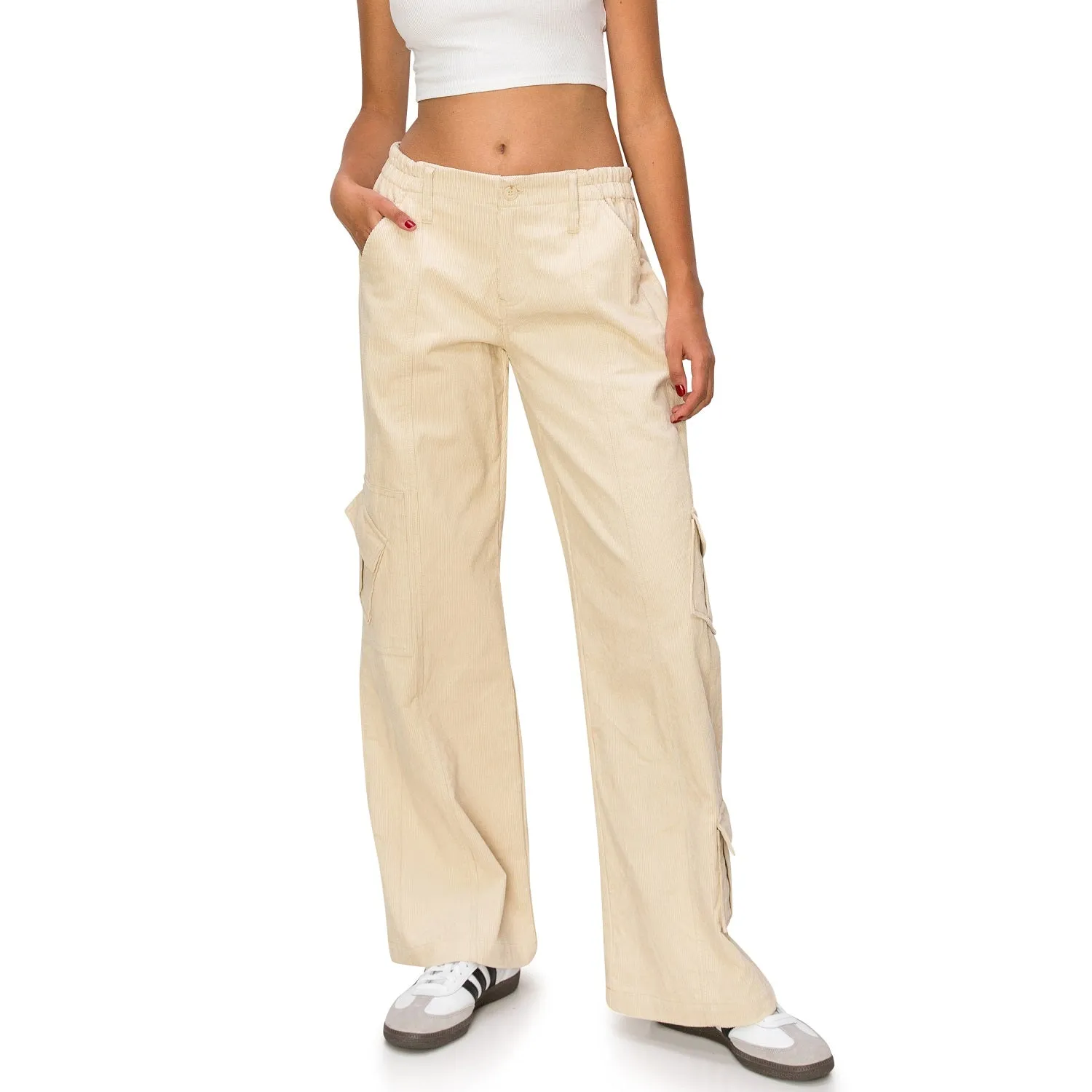 Y2K Mid Rise Cargo Pants -Sandshell