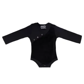 Zwarte baby onesie met fluwelen detail
