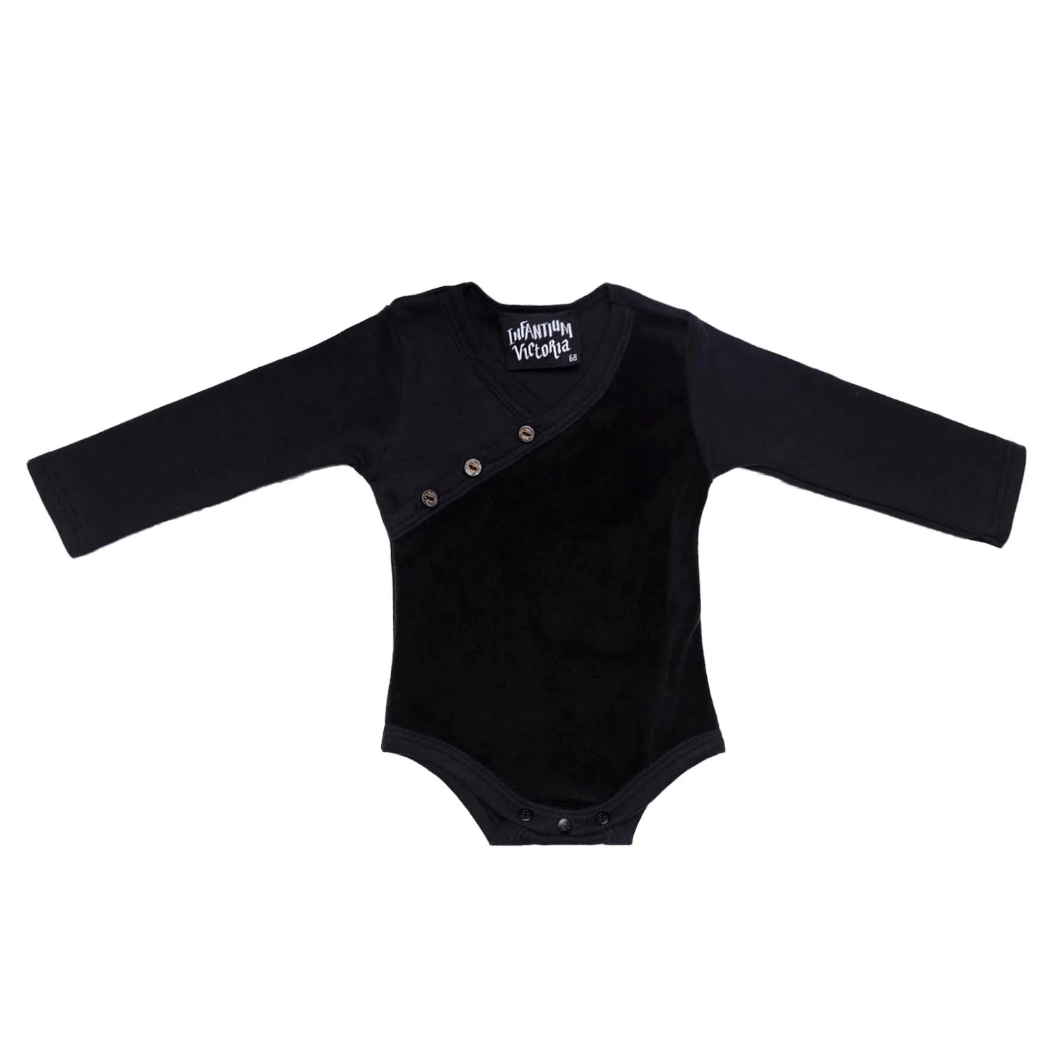 Zwarte baby onesie met fluwelen detail